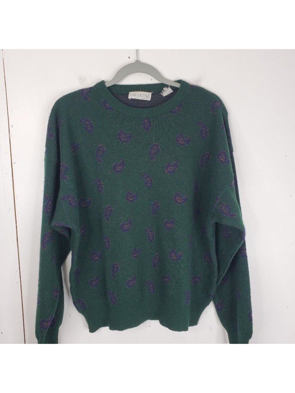Vintage Sweater Grandpa 80s Wool Blend Made In Italy Paisley Mens L Collectif